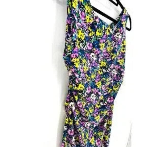 Zara Floral Dress L Rushed Multicolored Printed Sheath Dress NWOT Midi - Picture 4 of 8